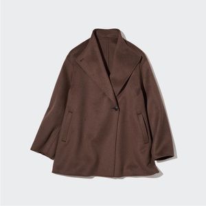 Wool Blend Short Coat DARK BROWN